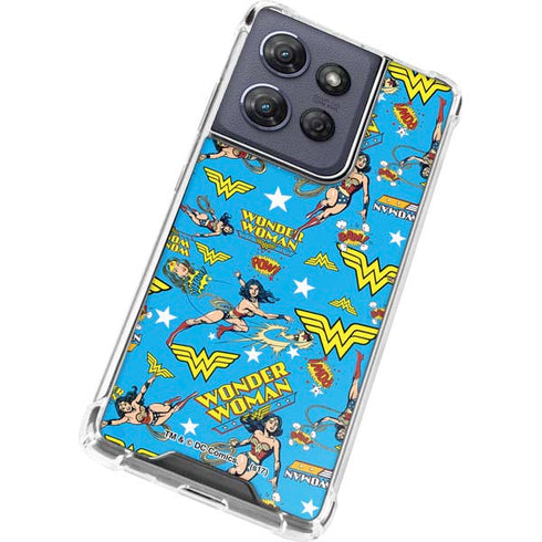 DC Comics Wonder Woman Action pose pattern Moto G Play 5G (2025) Clear Case